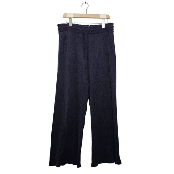 Daily Practice Pants Size Medium Ribbed Wide Leg Drawstring Navy - Picture 1 of 8